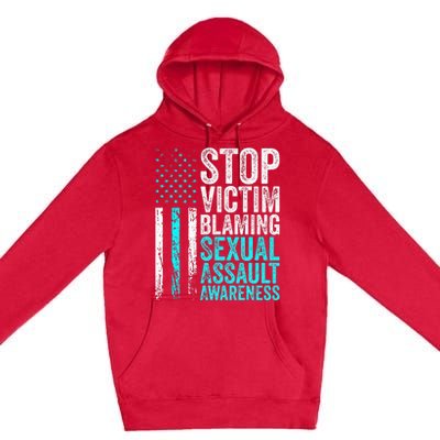 Stop Victim Blaming American Flag Sexual Assault Awareness Premium Pullover Hoodie