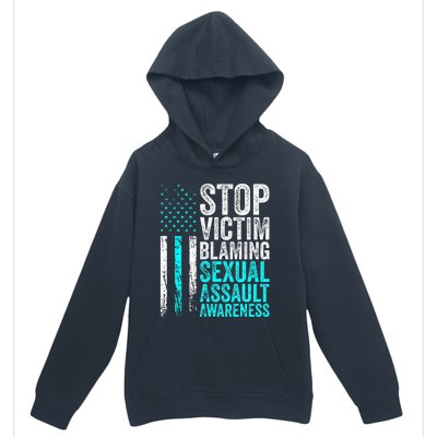 Stop Victim Blaming American Flag Sexual Assault Awareness Urban Pullover Hoodie