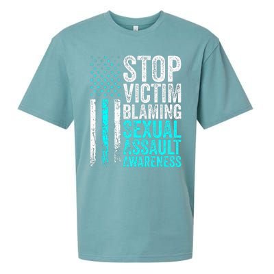 Stop Victim Blaming American Flag Sexual Assault Awareness Sueded Cloud Jersey T-Shirt