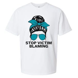 Stop Victim Blaming Messy Bun Sexual Assault Awareness Month Sueded Cloud Jersey T-Shirt