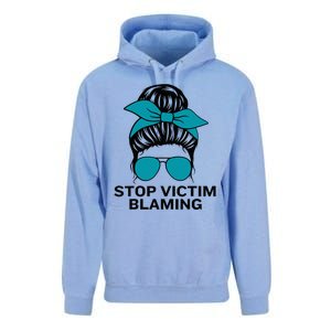 Stop Victim Blaming Messy Bun Sexual Assault Awareness Month Unisex Surf Hoodie