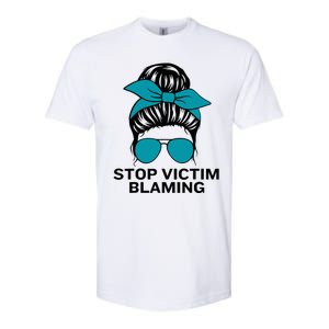 Stop Victim Blaming Messy Bun Sexual Assault Awareness Month Softstyle CVC T-Shirt