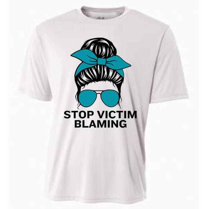 Stop Victim Blaming Messy Bun Sexual Assault Awareness Month Cooling Performance Crew T-Shirt