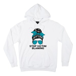 Stop Victim Blaming Messy Bun Sexual Assault Awareness Month Hoodie