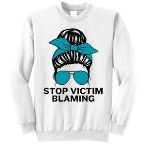 Stop Victim Blaming Messy Bun Sexual Assault Awareness Month Sweatshirt