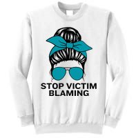 Stop Victim Blaming Messy Bun Sexual Assault Awareness Month Sweatshirt