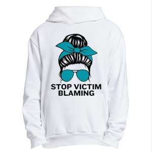 Stop Victim Blaming Messy Bun Sexual Assault Awareness Month Urban Pullover Hoodie