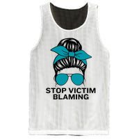 Stop Victim Blaming Messy Bun Sexual Assault Awareness Month Mesh Reversible Basketball Jersey Tank