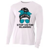 Stop Victim Blaming Messy Bun Sexual Assault Awareness Month Cooling Performance Long Sleeve Crew