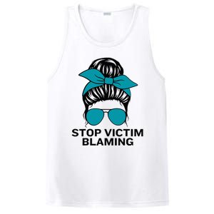 Stop Victim Blaming Messy Bun Sexual Assault Awareness Month PosiCharge Competitor Tank