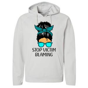 Stop Victim Blaming Sexual Assault Awareness Month Performance Fleece Hoodie