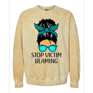 Stop Victim Blaming Sexual Assault Awareness Month Colorblast Crewneck Sweatshirt