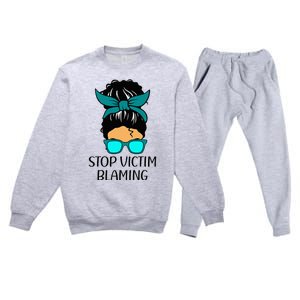 Stop Victim Blaming Sexual Assault Awareness Month Premium Crewneck Sweatsuit Set