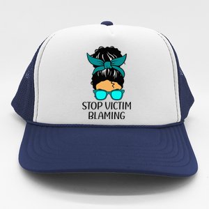 Stop Victim Blaming Sexual Assault Awareness Month Trucker Hat