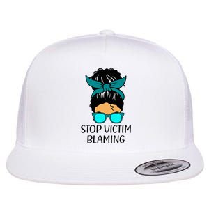 Stop Victim Blaming Sexual Assault Awareness Month Flat Bill Trucker Hat