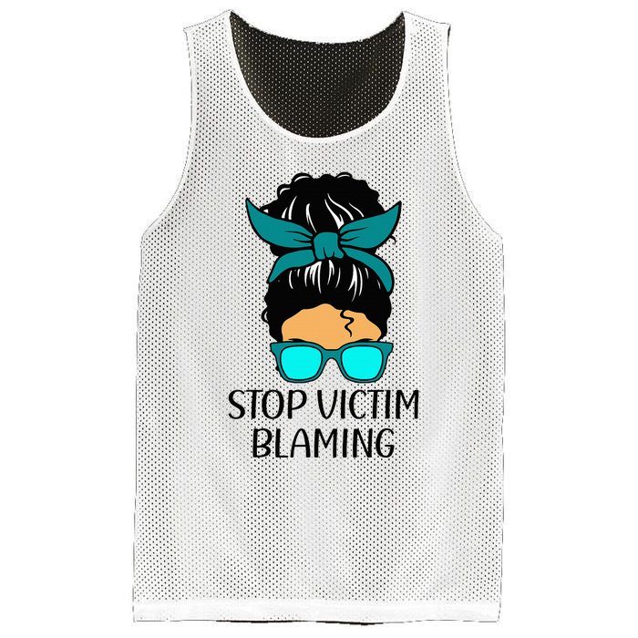 Stop Victim Blaming Sexual Assault Awareness Month Mesh Reversible Basketball Jersey Tank