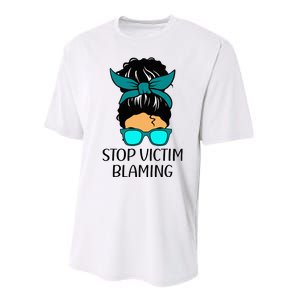 Stop Victim Blaming Sexual Assault Awareness Month Performance Sprint T-Shirt