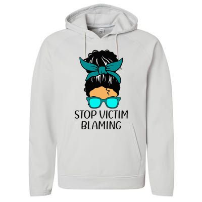 Stop Victim Blaming Sexual Assault Awareness Month Performance Fleece Hoodie