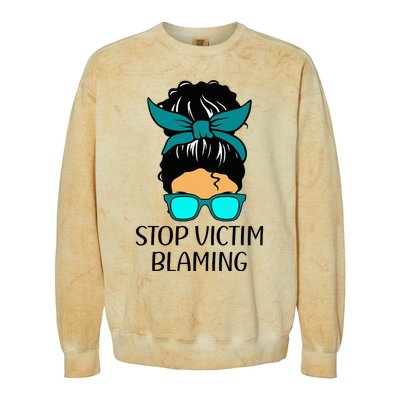 Stop Victim Blaming Sexual Assault Awareness Month Colorblast Crewneck Sweatshirt