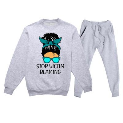 Stop Victim Blaming Sexual Assault Awareness Month Premium Crewneck Sweatsuit Set