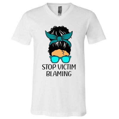 Stop Victim Blaming Sexual Assault Awareness Month V-Neck T-Shirt