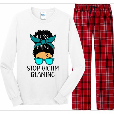 Stop Victim Blaming Sexual Assault Awareness Month Long Sleeve Pajama Set