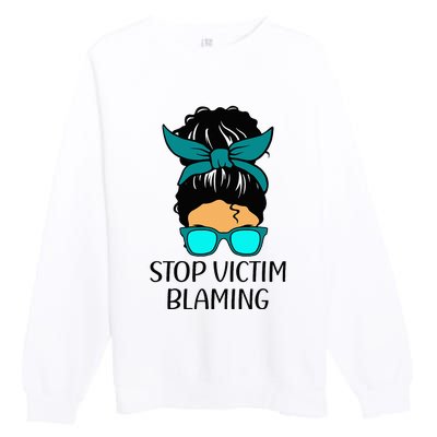 Stop Victim Blaming Sexual Assault Awareness Month Premium Crewneck Sweatshirt