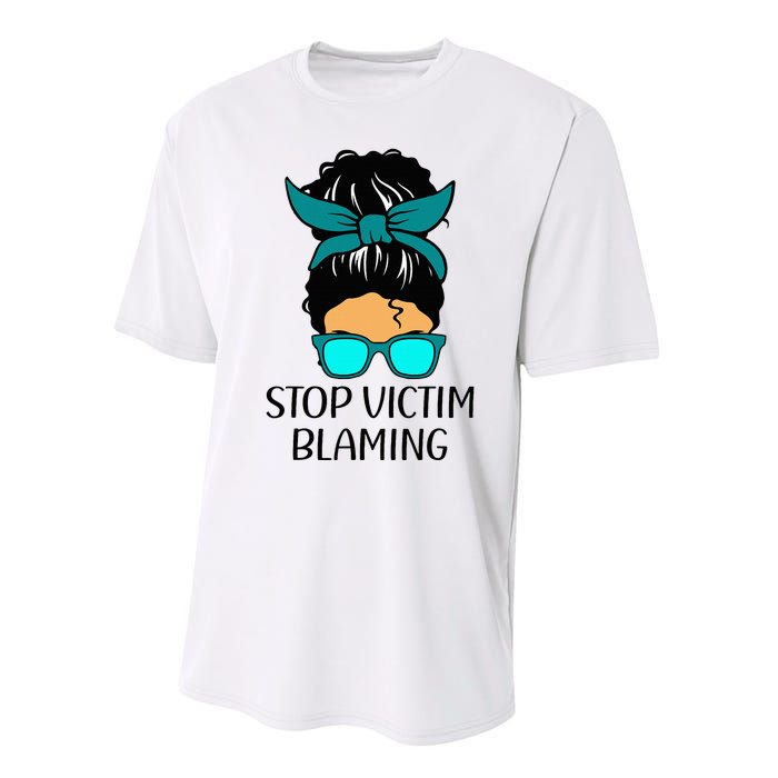 Stop Victim Blaming Sexual Assault Awareness Month Performance Sprint T-Shirt