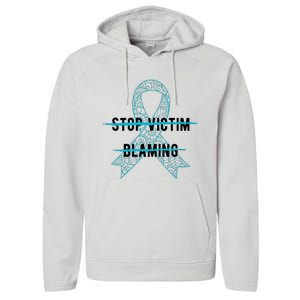 Stop Victim Blaming Sexual Assault Awareness Month Warrior Performance Fleece Hoodie