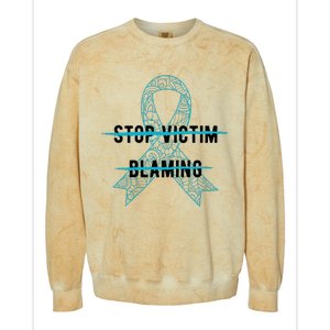 Stop Victim Blaming Sexual Assault Awareness Month Warrior Colorblast Crewneck Sweatshirt