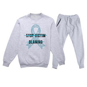 Stop Victim Blaming Sexual Assault Awareness Month Warrior Premium Crewneck Sweatsuit Set