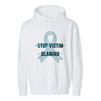 Stop Victim Blaming Sexual Assault Awareness Month Warrior Garment-Dyed Fleece Hoodie