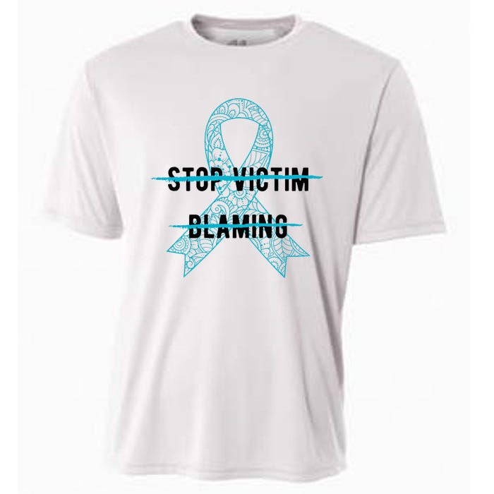 Stop Victim Blaming Sexual Assault Awareness Month Warrior Cooling Performance Crew T-Shirt