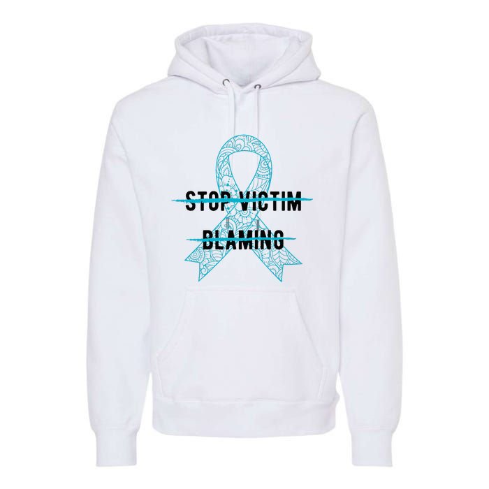 Stop Victim Blaming Sexual Assault Awareness Month Warrior Premium Hoodie