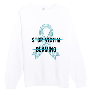 Stop Victim Blaming Sexual Assault Awareness Month Warrior Premium Crewneck Sweatshirt