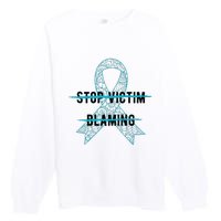 Stop Victim Blaming Sexual Assault Awareness Month Warrior Premium Crewneck Sweatshirt