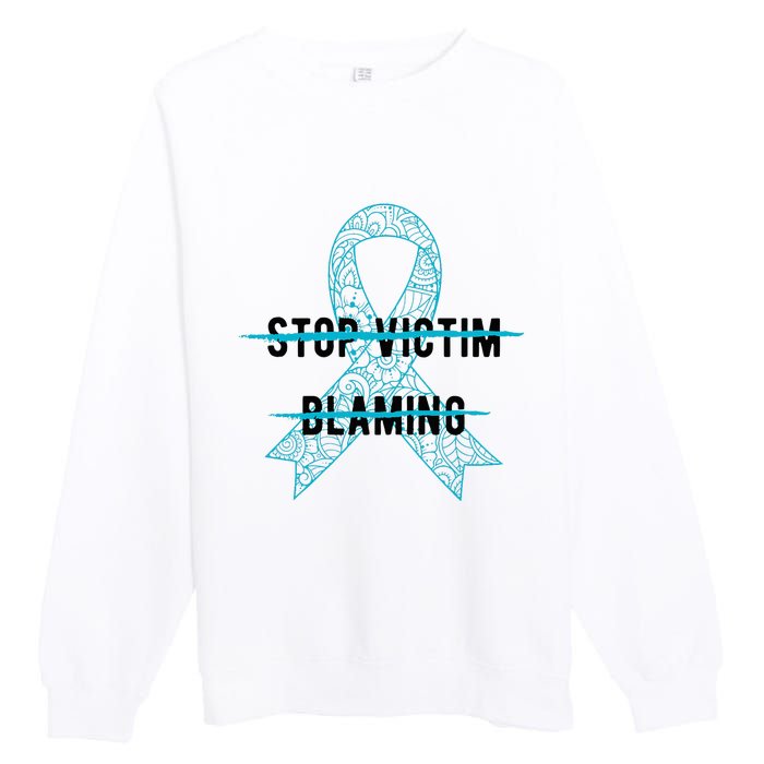 Stop Victim Blaming Sexual Assault Awareness Month Warrior Premium Crewneck Sweatshirt