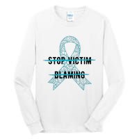 Stop Victim Blaming Sexual Assault Awareness Month Warrior Tall Long Sleeve T-Shirt