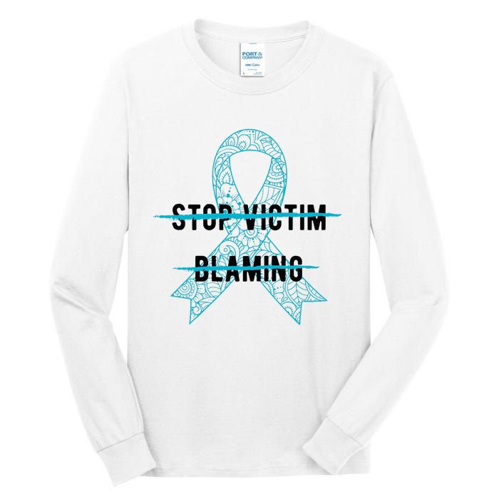 Stop Victim Blaming Sexual Assault Awareness Month Warrior Tall Long Sleeve T-Shirt