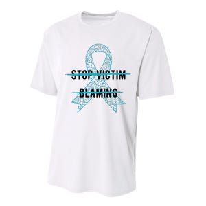 Stop Victim Blaming Sexual Assault Awareness Month Warrior Performance Sprint T-Shirt