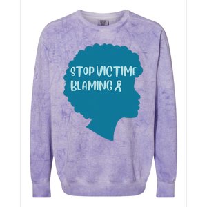 Stop Victim Blaming Sexual Assault Awareness Month Warrior Colorblast Crewneck Sweatshirt