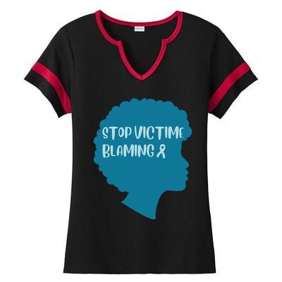 Stop Victim Blaming Sexual Assault Awareness Month Warrior Ladies Halftime Notch Neck Tee