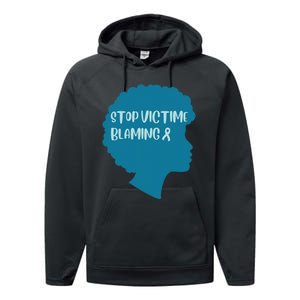 Stop Victim Blaming Sexual Assault Awareness Month Warrior Performance Fleece Hoodie