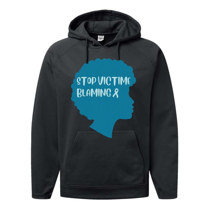 Stop Victim Blaming Sexual Assault Awareness Month Warrior Performance Fleece Hoodie