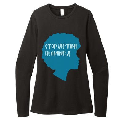 Stop Victim Blaming Sexual Assault Awareness Month Warrior Womens CVC Long Sleeve Shirt