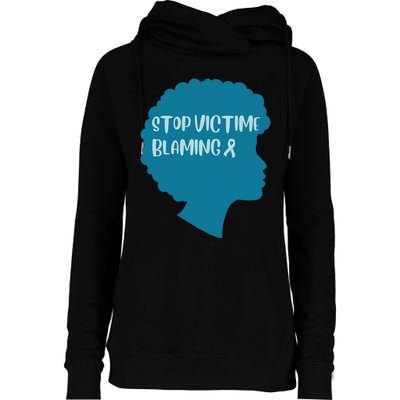 Stop Victim Blaming Sexual Assault Awareness Month Warrior Womens Funnel Neck Pullover Hood