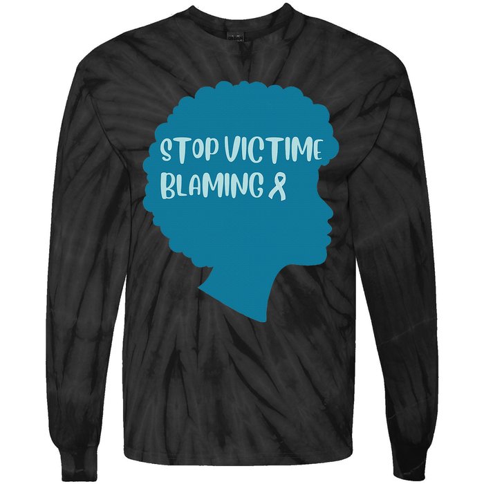 Stop Victim Blaming Sexual Assault Awareness Month Warrior Tie-Dye Long Sleeve Shirt