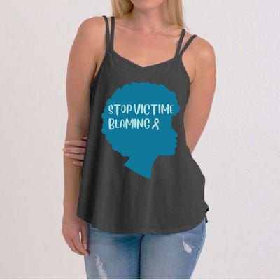 Stop Victim Blaming Sexual Assault Awareness Month Warrior Women's Strappy Tank