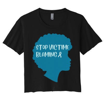 Stop Victim Blaming Sexual Assault Awareness Month Warrior Women's Crop Top Tee