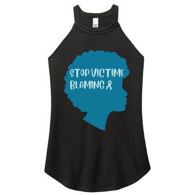 Stop Victim Blaming Sexual Assault Awareness Month Warrior Women's Perfect Tri Rocker Tank